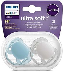 Avent Philips šidítko Ultrasoft Premium 2 ks sivá/modrá