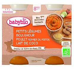 Babybio Bio zelenina s bulgurem, farmářským kuřetem a kokosovým mlékem 2 x 200 g