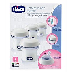 CHICCO Zásobníky viacúčelové na materské mlieko s fľašovou násadkou Natural Feeling, 4ks