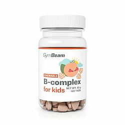 GymBeam B-komplex, tablety na cmúľanie pre deti 120 tabliet marhuľa