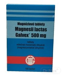 Magnesii Lactici 500 mg tbl. Galvex, Magnéziové tablety 500 mg Galvex tbl.100 x 0,5 g