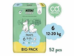 Muumi Baby Pants 6 Junior 12-20 kg, nohavičkové eko plienky 52 ks