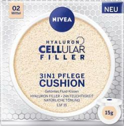 Nivea Hyaluron Cellular Filler 3v1 pečující tónovací krém make-up v houbičce 02 Střední 15 g