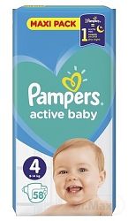 Pampers Active Baby Maxi Pack 4 9-14 kg 58 ks