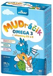 VITAR MUDráčik OMEGA 3 + vitamíny D3 a E žuvacie kapsule s príchuťou tutti-frutti 60 kapsúl