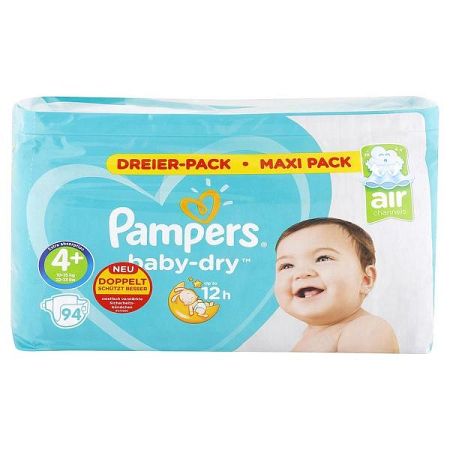 PAMPERS Baby Dry detské plienky 4+ 10-15 kg 94 ks